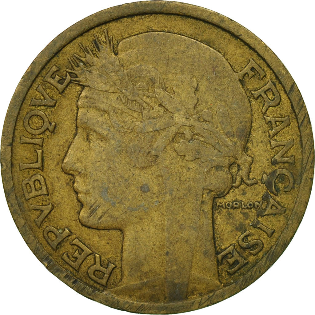 Moneta, Francja, Morlon, 2 Francs, 1936, Paris, VF(20-25), Aluminium-Brąz