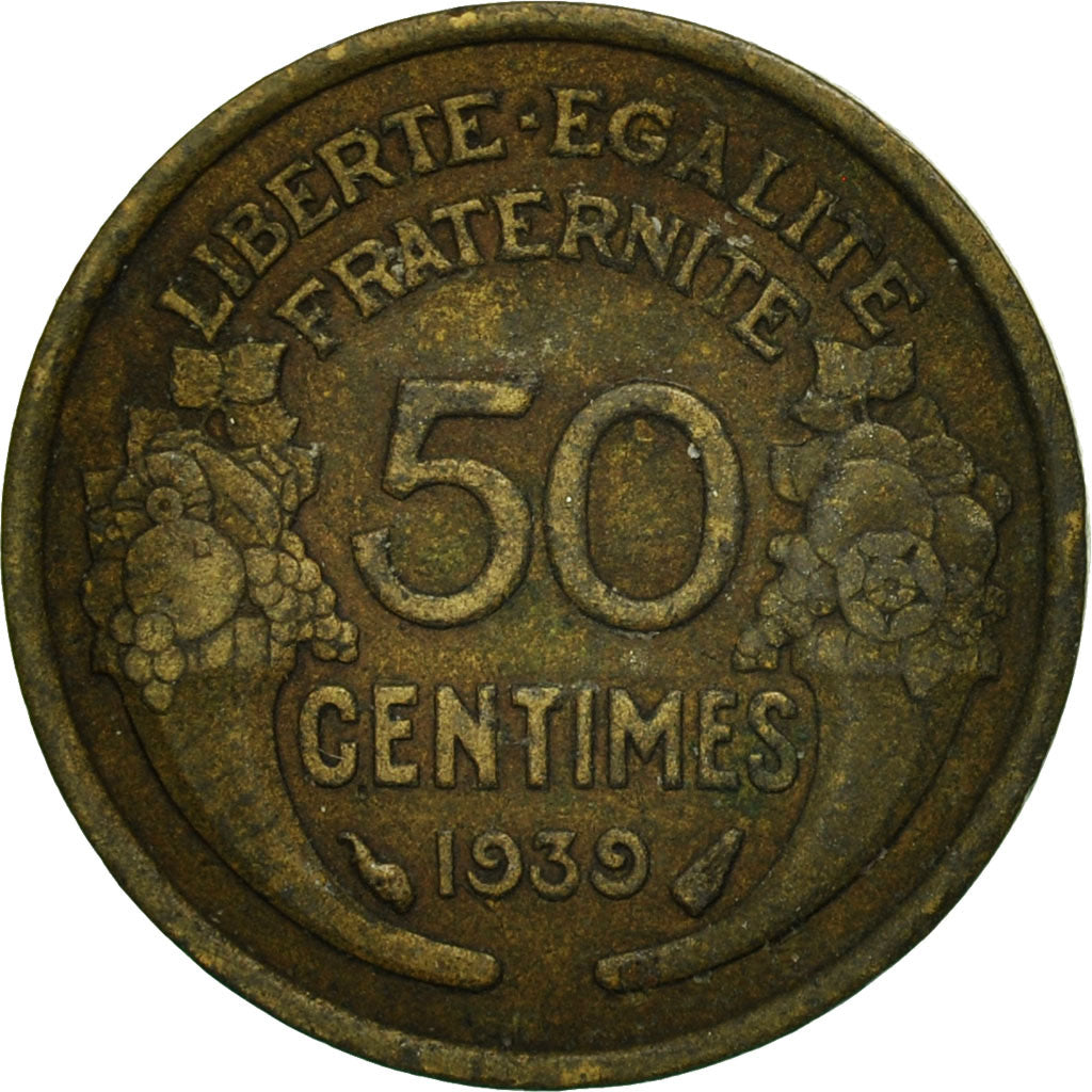 Moneta, Francja, Morlon, 50 Centimes, 1939, Paris, VF(20-25), Aluminium-Brąz