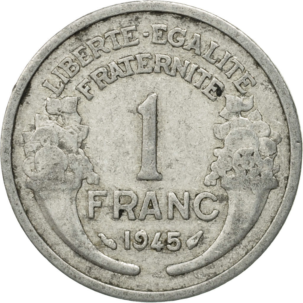 Moneta, Francia, Morlon, Franc, 1945, Paris, MB, Alluminio, KM:885a.1