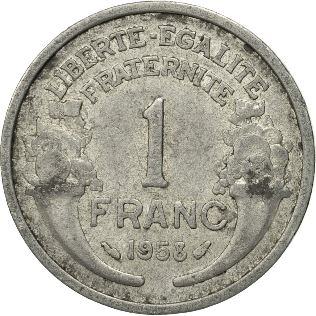 Moneda, Francia, Morlon, Franc, 1958, Paris, BC+, Aluminio, KM:885a.1