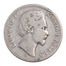 German States, BAVARIA, Ludwig II, 2 Mark, 1876, Munich, VF(20-25), Silver, K...