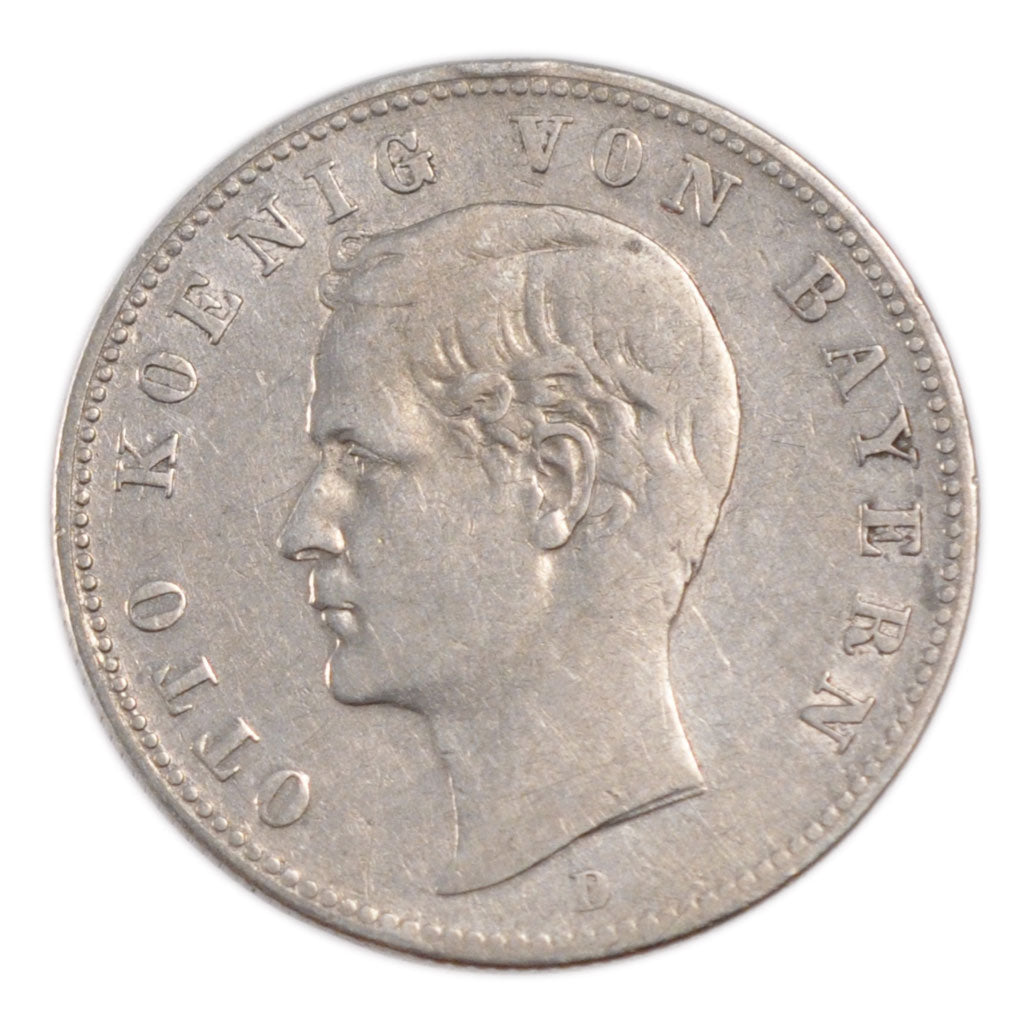 Coin, German States, BAVARIA, Otto, 2 Mark, 1896, Munich, VF(30-35), Silver