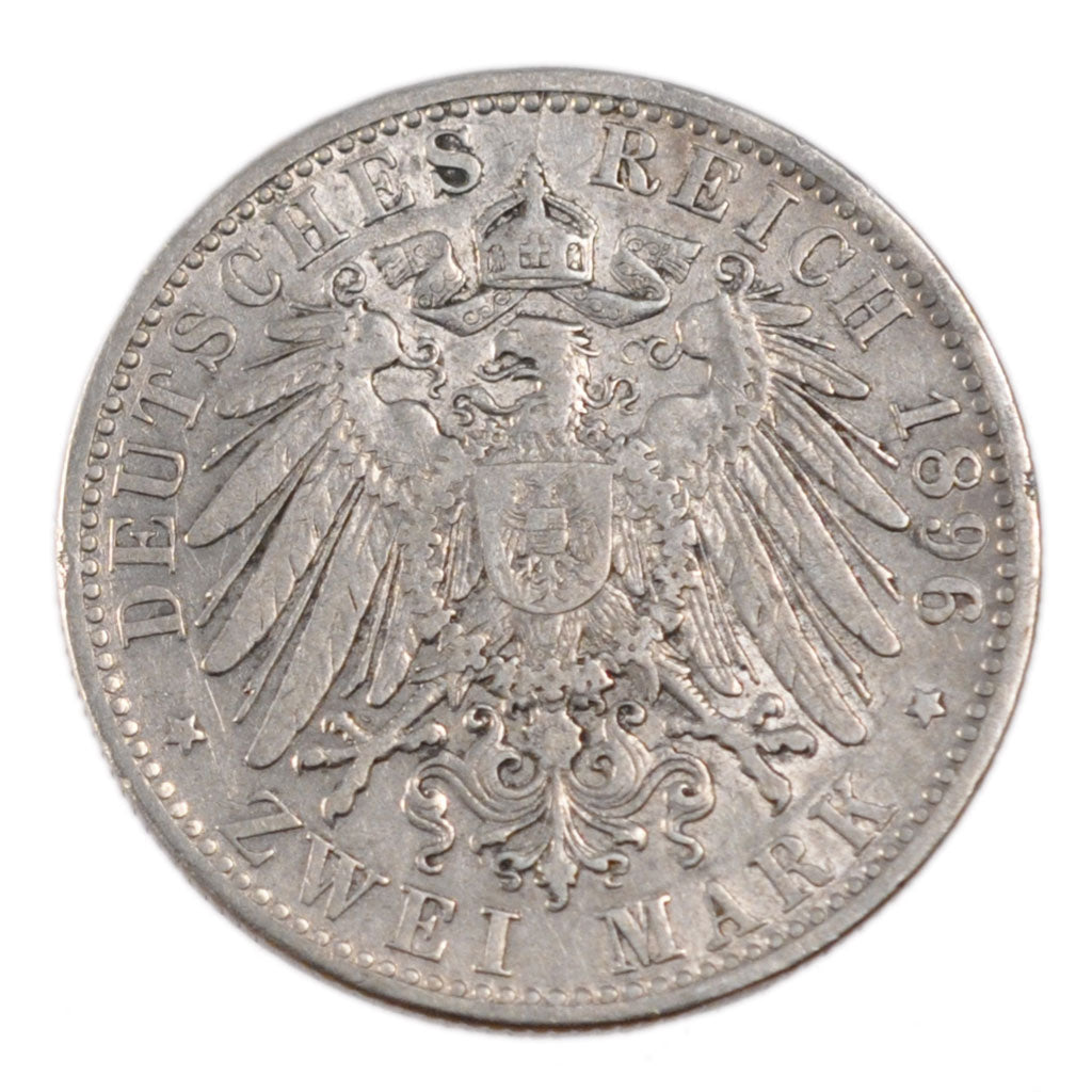 Coin, German States, BAVARIA, Otto, 2 Mark, 1896, Munich, VF(30-35), Silver