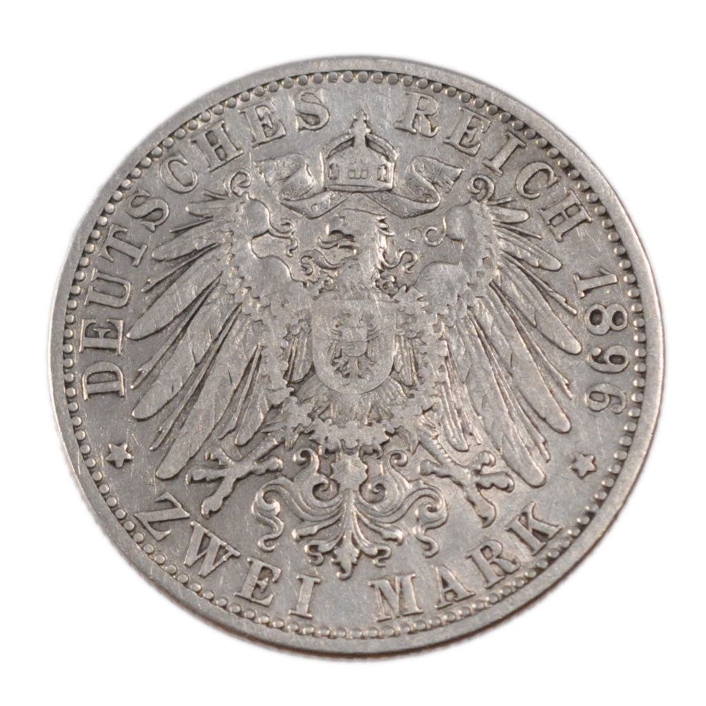 Coin, German States, BAVARIA, Otto, 2 Mark, 1896, Munich, VF(30-35), Silver