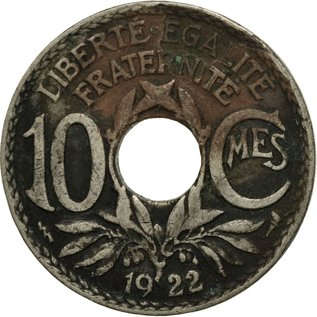 Monnaie, France, Lindauer, 10 Centimes, 1922, Poissy, B+, Copper-nickel