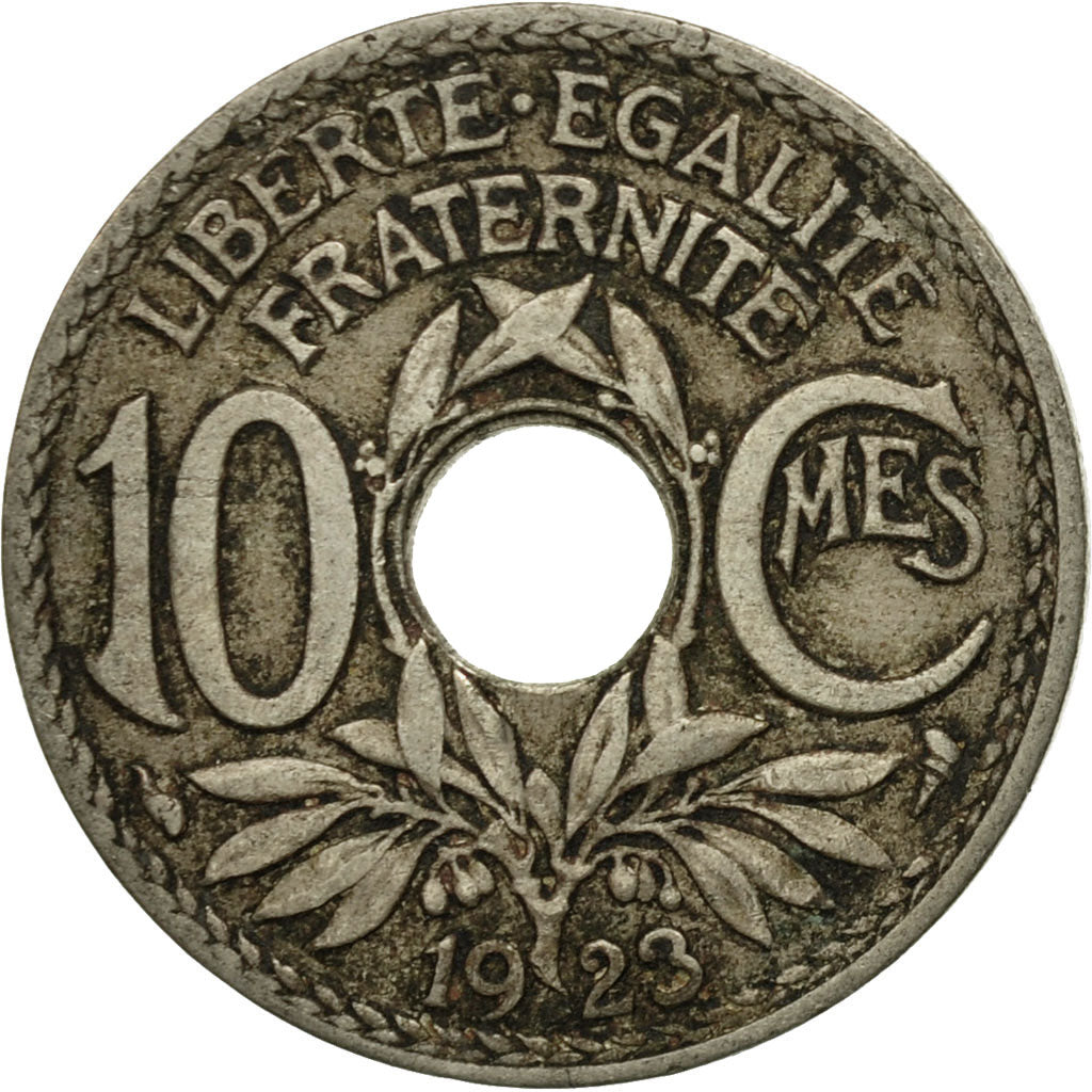 Moneda, Francia, Lindauer, 10 Centimes, 1923, Paris, BC+, Cobre - níquel