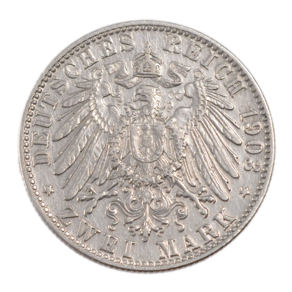 GERMAN STATES, 2 Mark, 1903, Munich, KM #913, VF(30-35), Silver, 28, 11.10