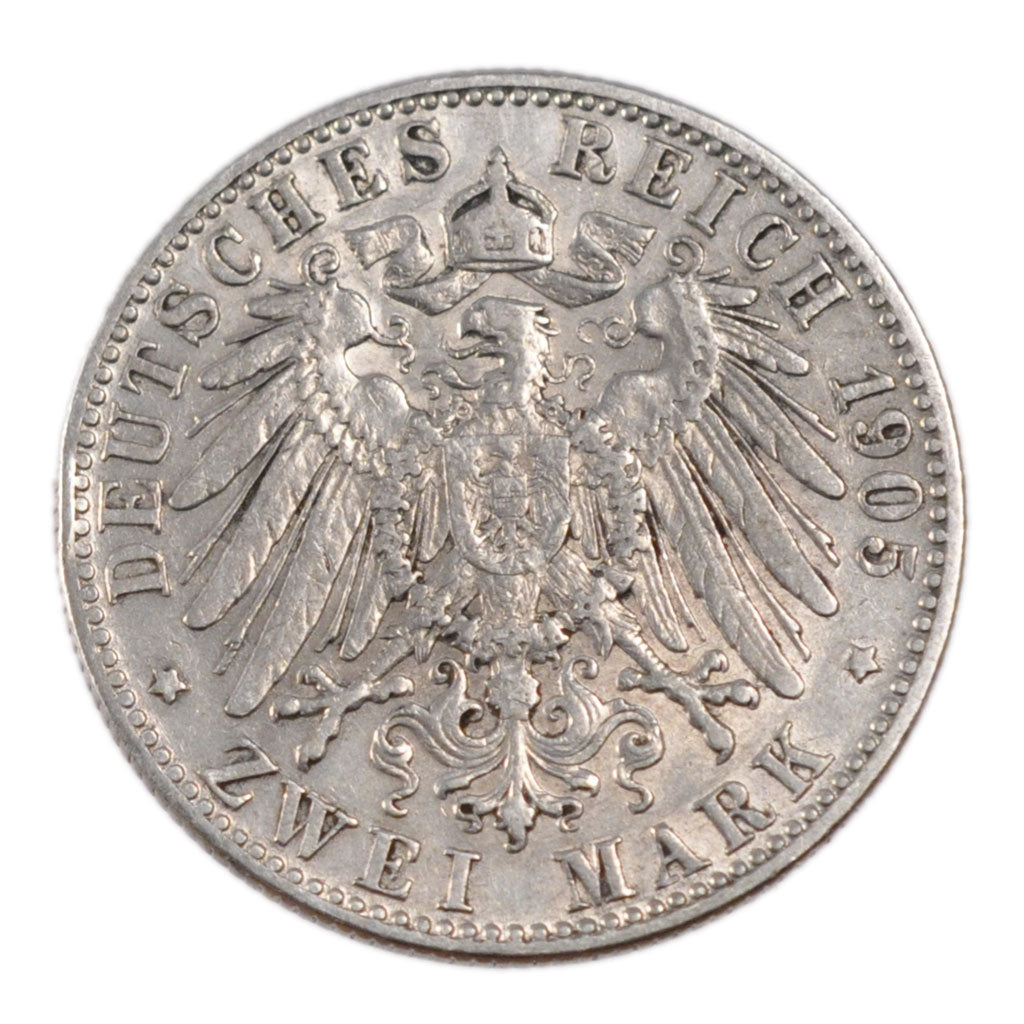 GERMAN STATES, 2 Mark, 1905, Munich, KM #913, EF(40-45), Silver, 28, 11.10