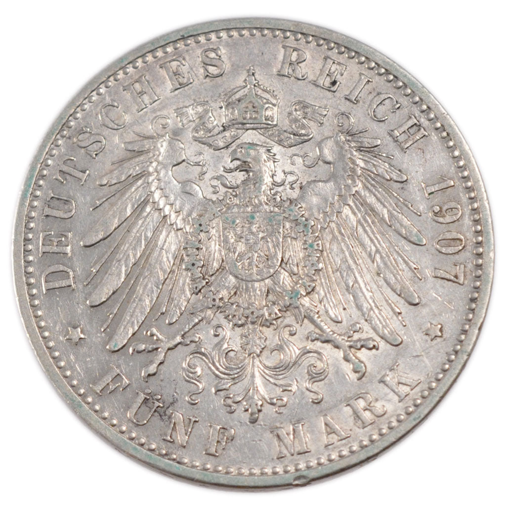 Germany, 5 Mark, 1907, Munich, KM #512, EF(40-45), Silver, 27.70