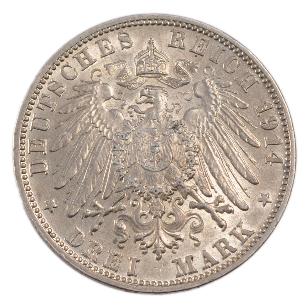 Germany, 3 Mark, 1914, Munich, KM #520, AU(55-58), Silver, 16.70