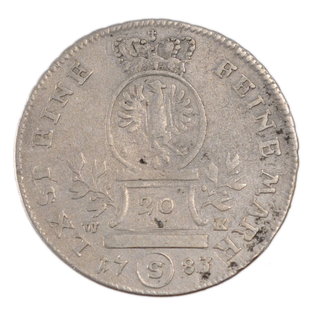 GERMAN STATES, 20 Kreuzer, 1783, KM #255.1, VF(30-35), Silver, 6.50