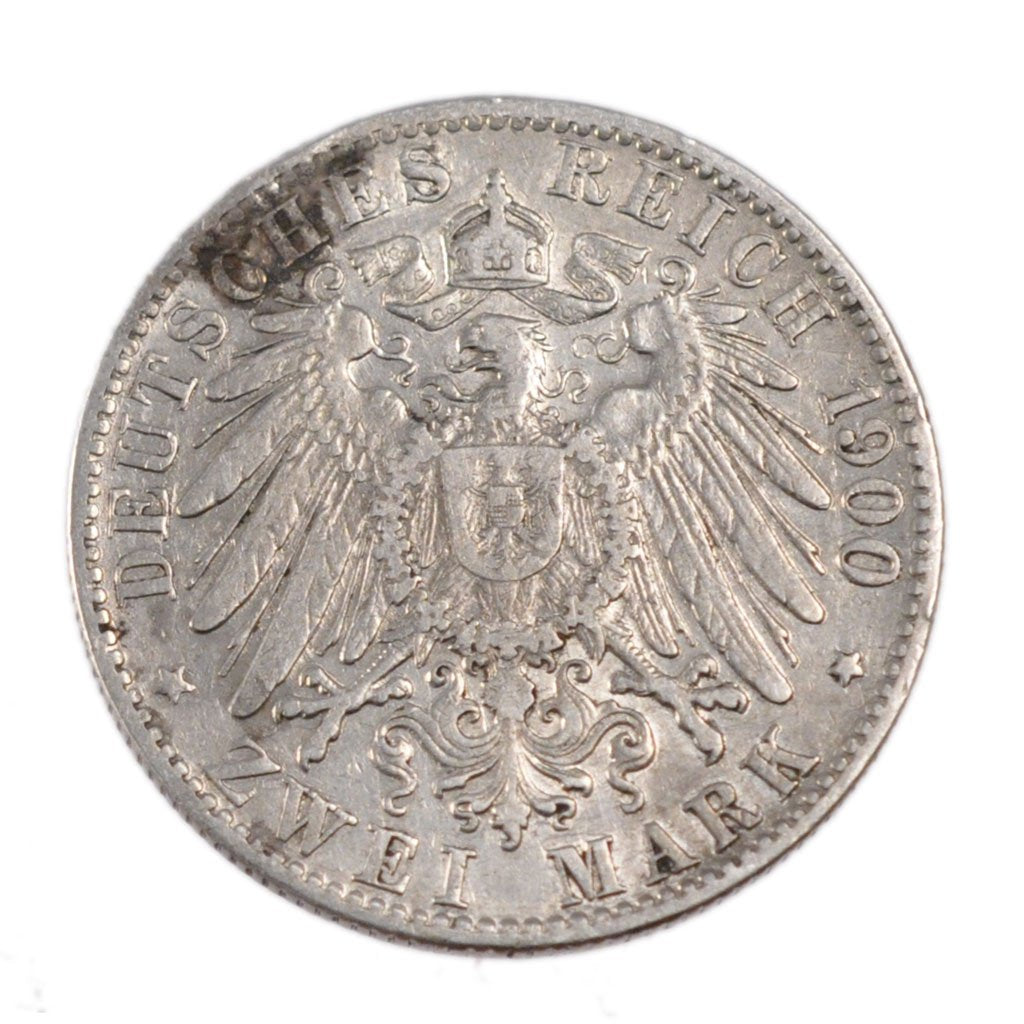 GERMAN STATES, 2 Mark, 1900, Hamburg, KM #612, EF(40-45), Silver, 28, 11.00