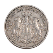 GERMAN STATES, 2 Mark, 1906, Hamburg, KM #612, EF(40-45), Silver, 28, 11.00