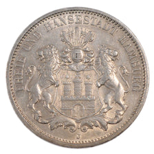 GERMAN STATES, 3 Mark, 1912, Hamburg, KM #620, EF(40-45), Silver, 33, 16.60