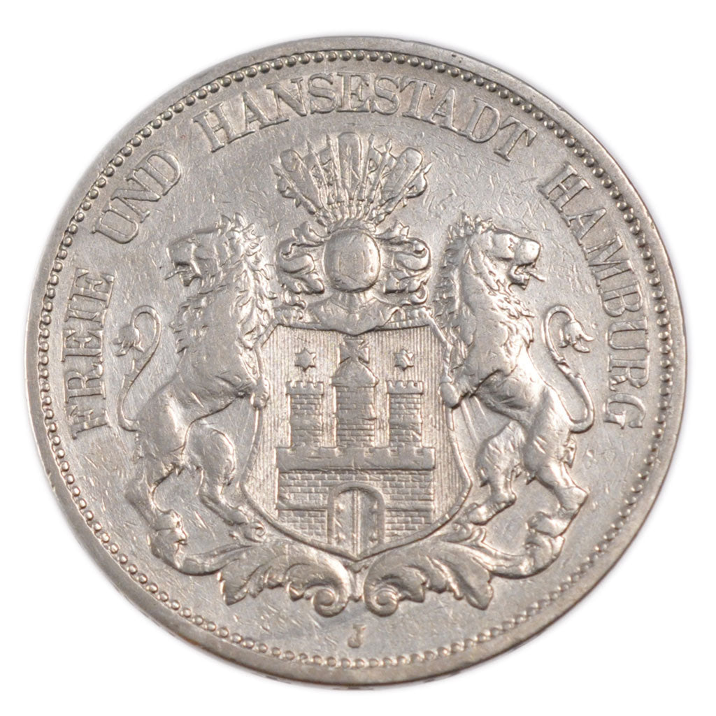 Coin, German States, HAMBURG, 5 Mark, 1894, Hamburg, EF(40-45), Silver, KM:610