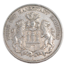 GERMAN STATES, 5 Mark, 1907, Hamburg, KM #610, EF(40-45), Silver, 38, 27.80