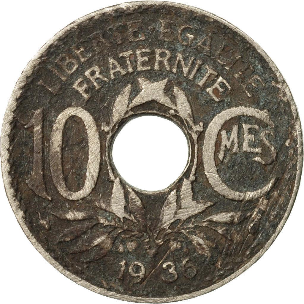 Moneta, Francia, Lindauer, 10 Centimes, 1936, Paris, B+, Rame-nichel, KM:866a