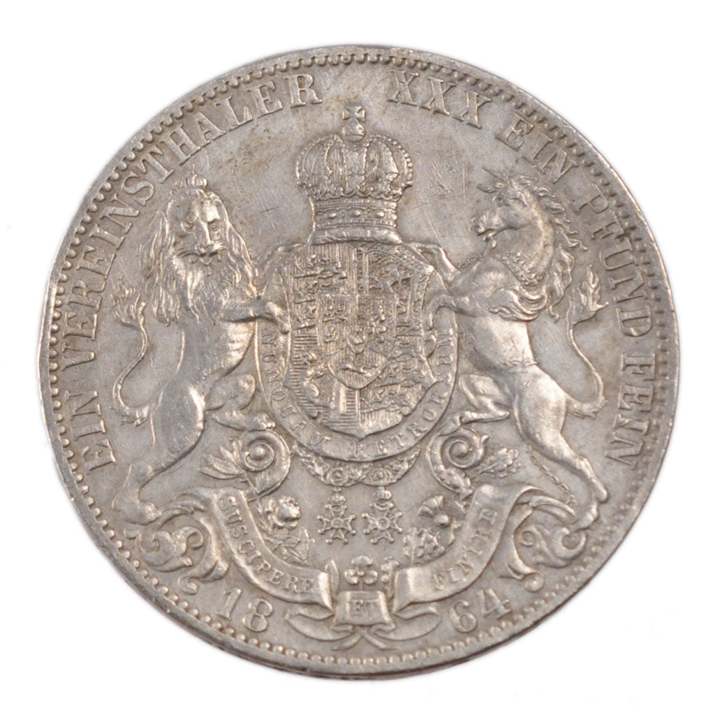 GERMAN STATES, Thaler, 1864, Hannover, KM #230, EF(40-45), Silver, 18.30