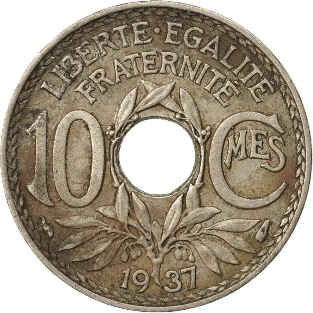Moneta, Francia, Lindauer, 10 Centimes, 1937, Paris, MB, Rame-nichel, KM:866a