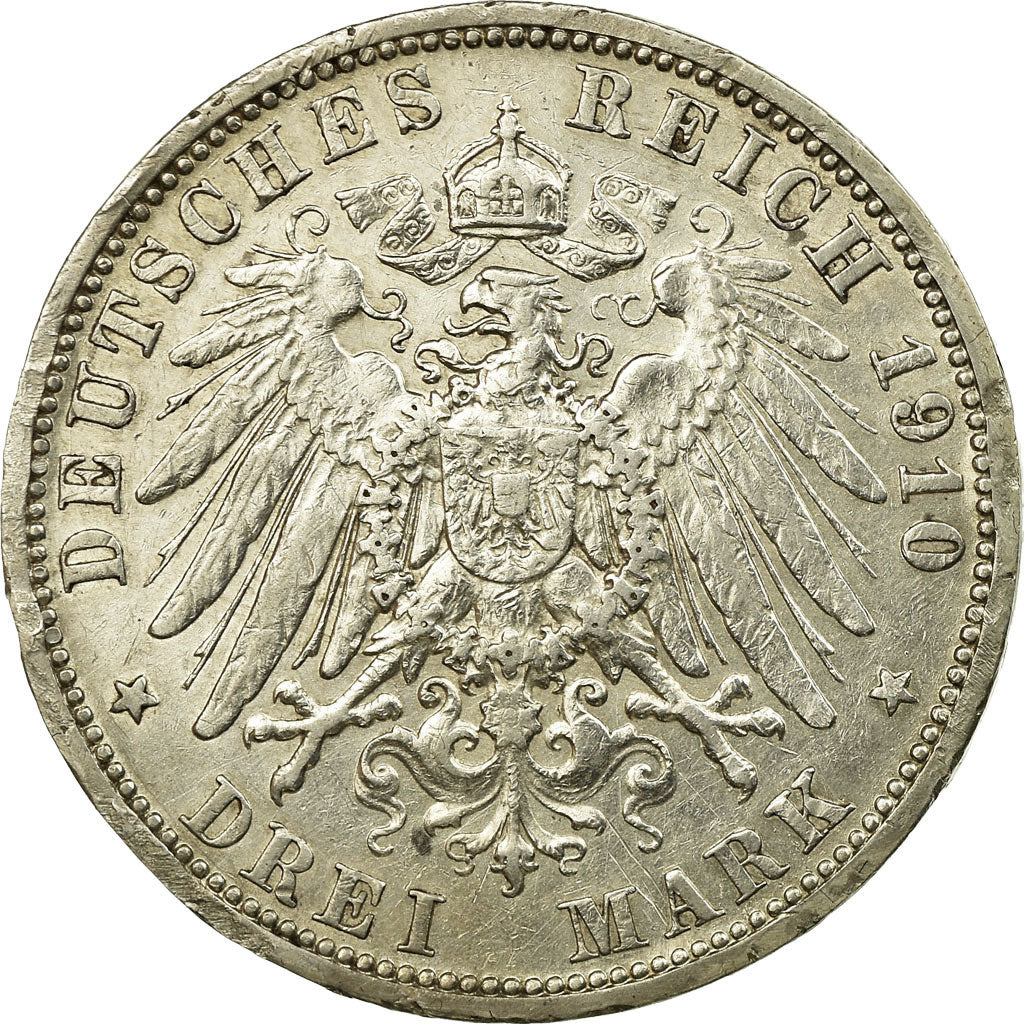 Coin, German States, HESSE-DARMSTADT, Ernst Ludwig, 3 Mark, 1910, Berlin