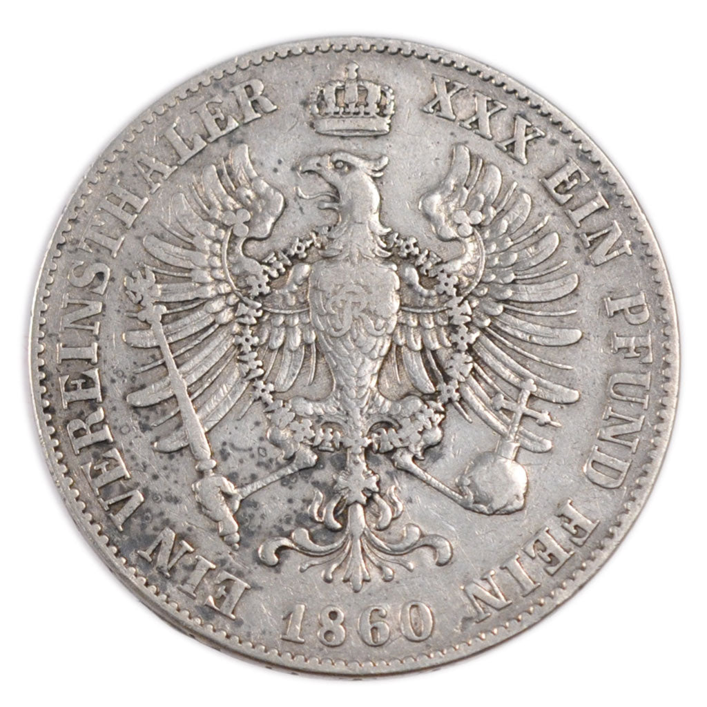 GERMAN STATES, Thaler, 1860, Berlin, KM #471, VF(30-35), Silver, 33, 18.30