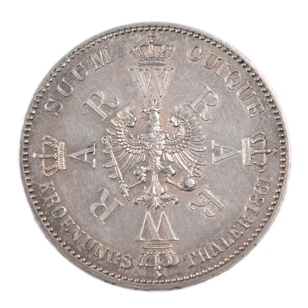 German States, 1 Thaler, 1861, Berlin, KM #488, AU(55-58), Silver, 18.50