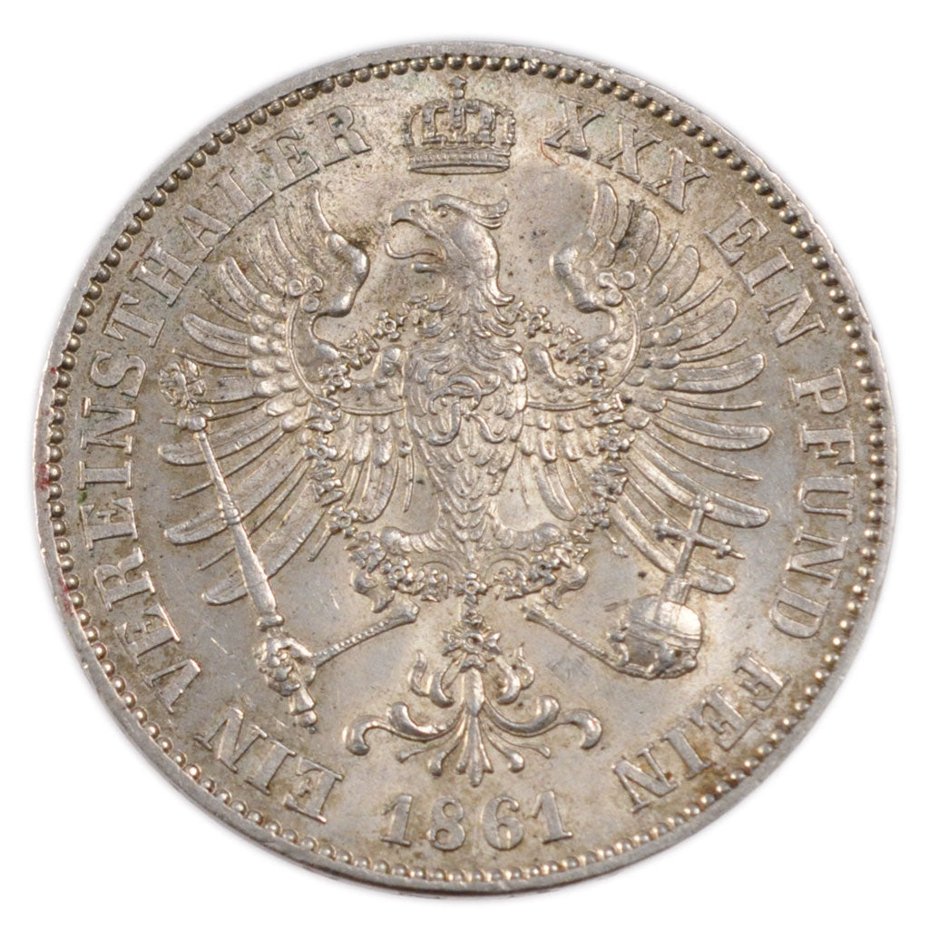 Stati tedeschi, PRUSSIA, Wilhelm I, Thaler, 1861, Berlin, SPL-, Argento, KM:489