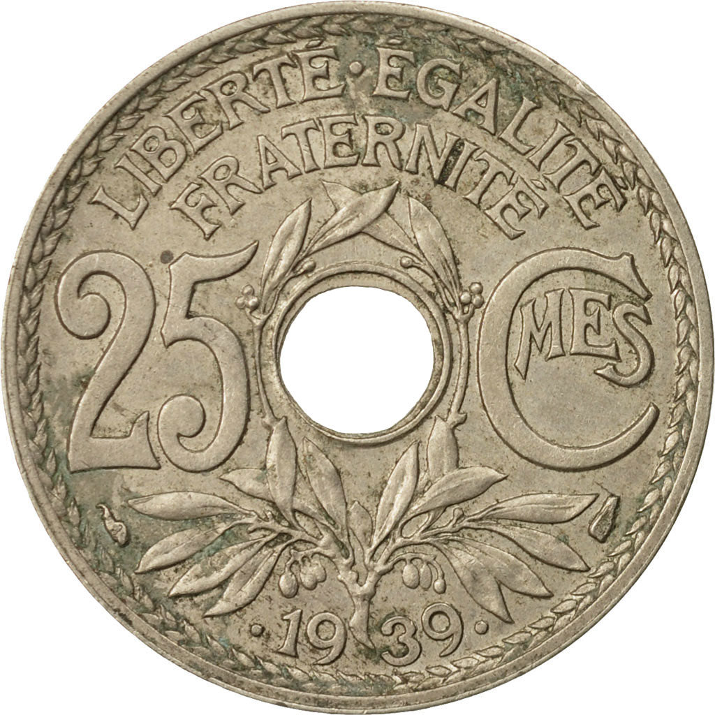 Münze, Frankreich, Lindauer, 25 Centimes, 1939, S+, Nickel-Bronze, KM:867b
