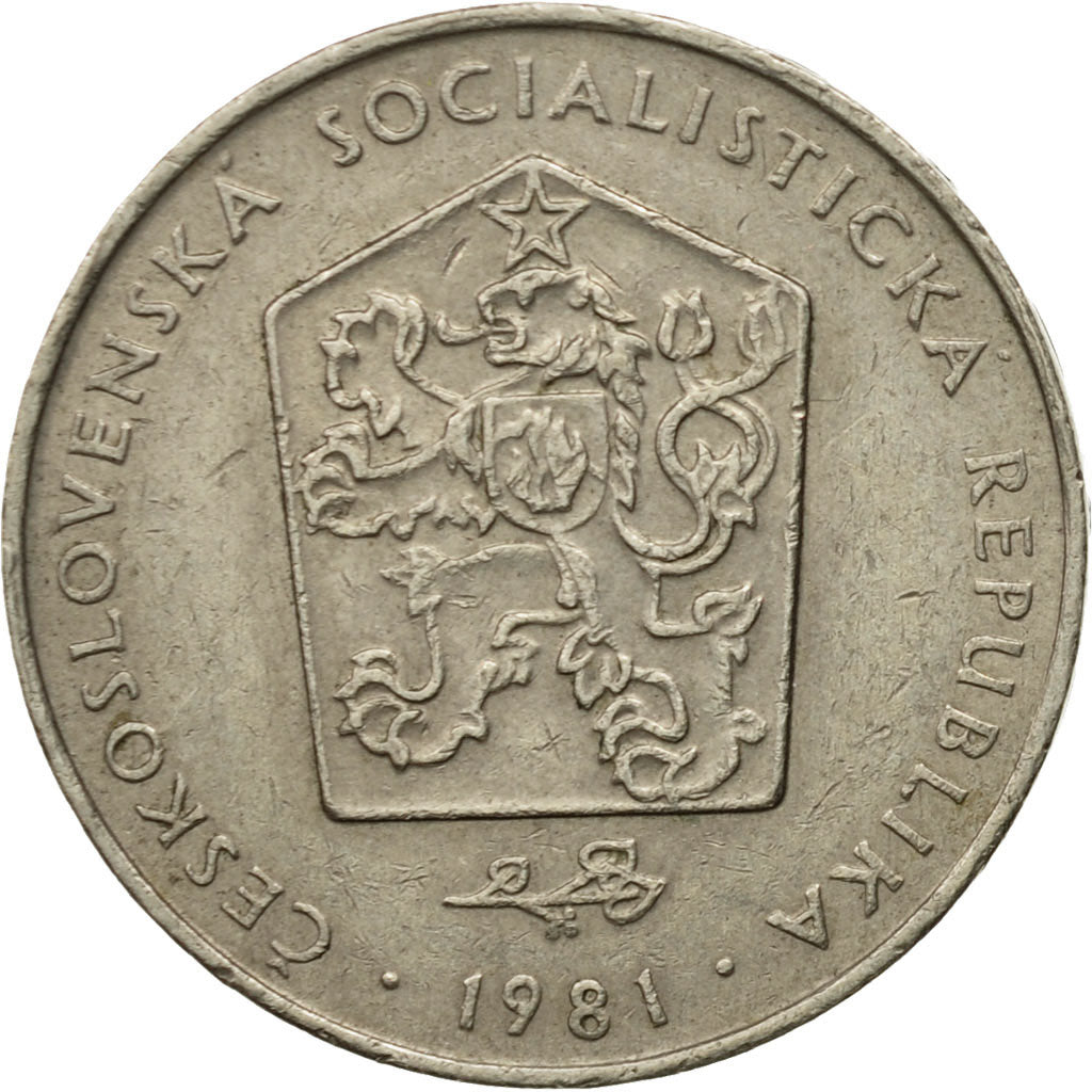Münze, Tschechoslowakei, 2 Koruny, 1981, S+, Copper-nickel, KM:75