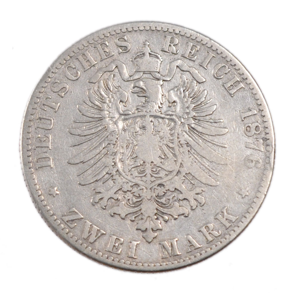 German States, 2 Mark, 1876, Hannover, KM #506, VF(20-25), Silver, 10.80