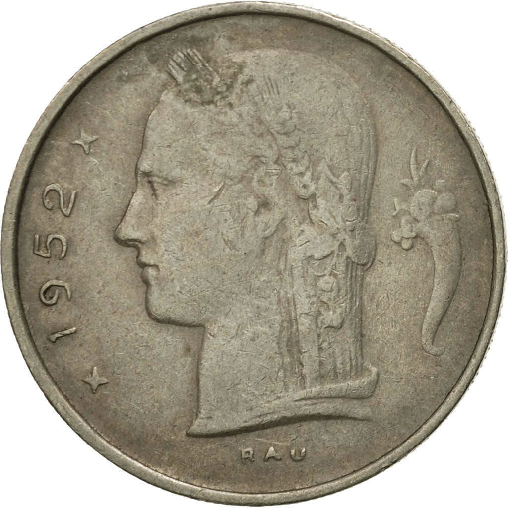 Coin, Belgium, Franc, 1952, VF(30-35), Copper-nickel, KM:143.1