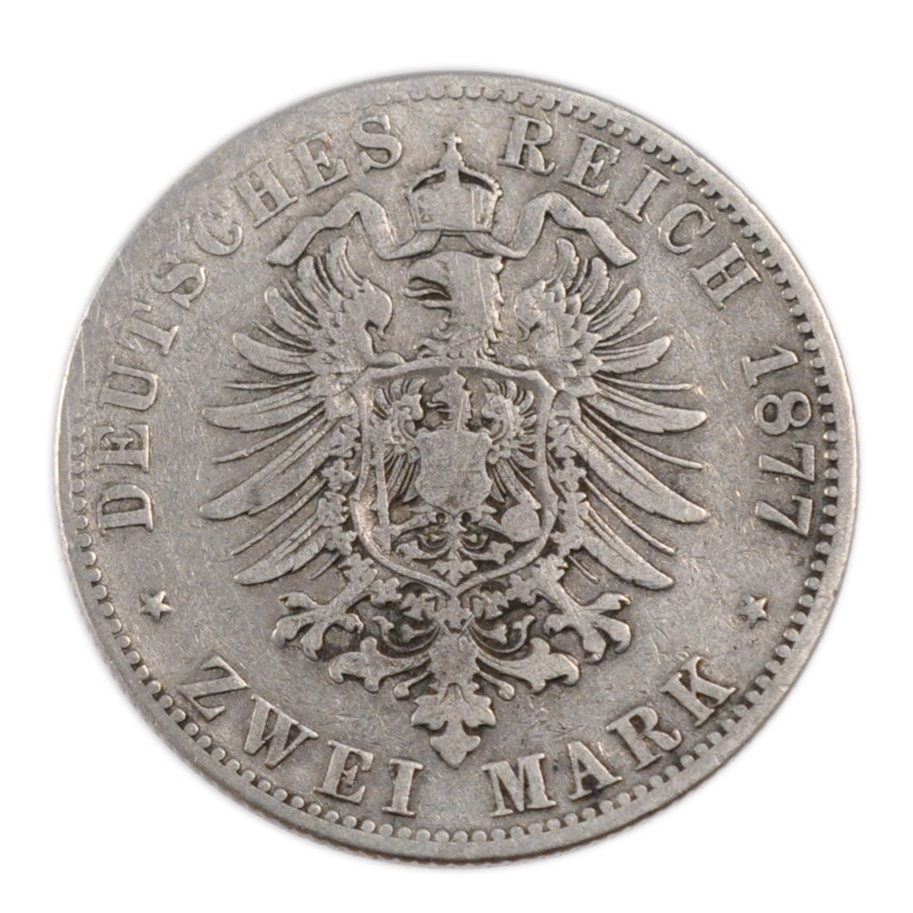 German States, 2 Mark, 1877, Berlin, KM #506, VF(20-25), Silver, 10.80