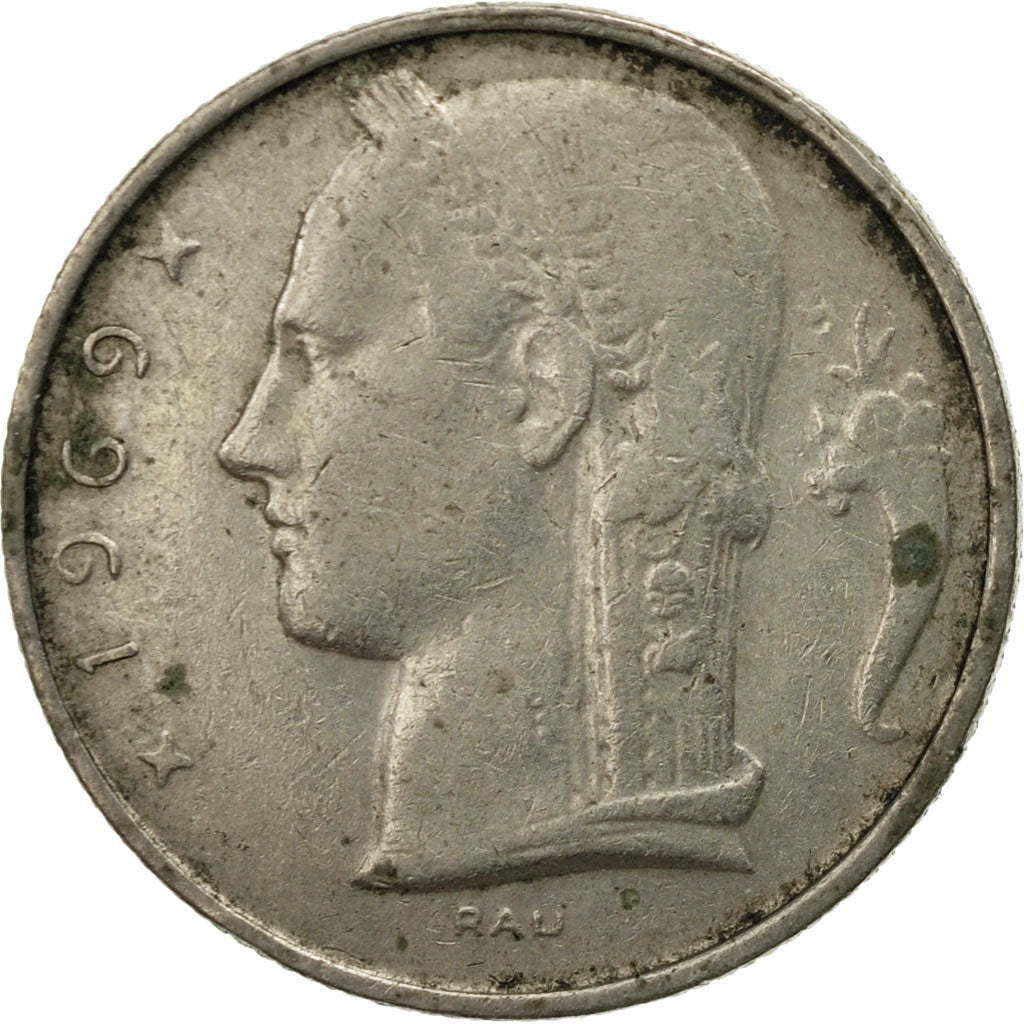 Moneda, Bélgica, 5 Francs, 5 Frank, 1969, BC+, Cobre - níquel, KM:134.1