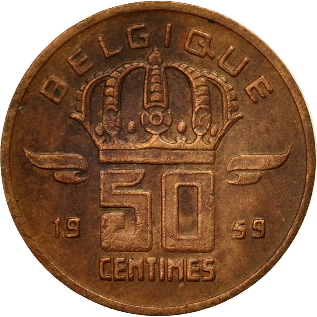 Münze, Belgien, Baudouin I, 50 Centimes, 1959, S+, Bronze, KM:148.1
