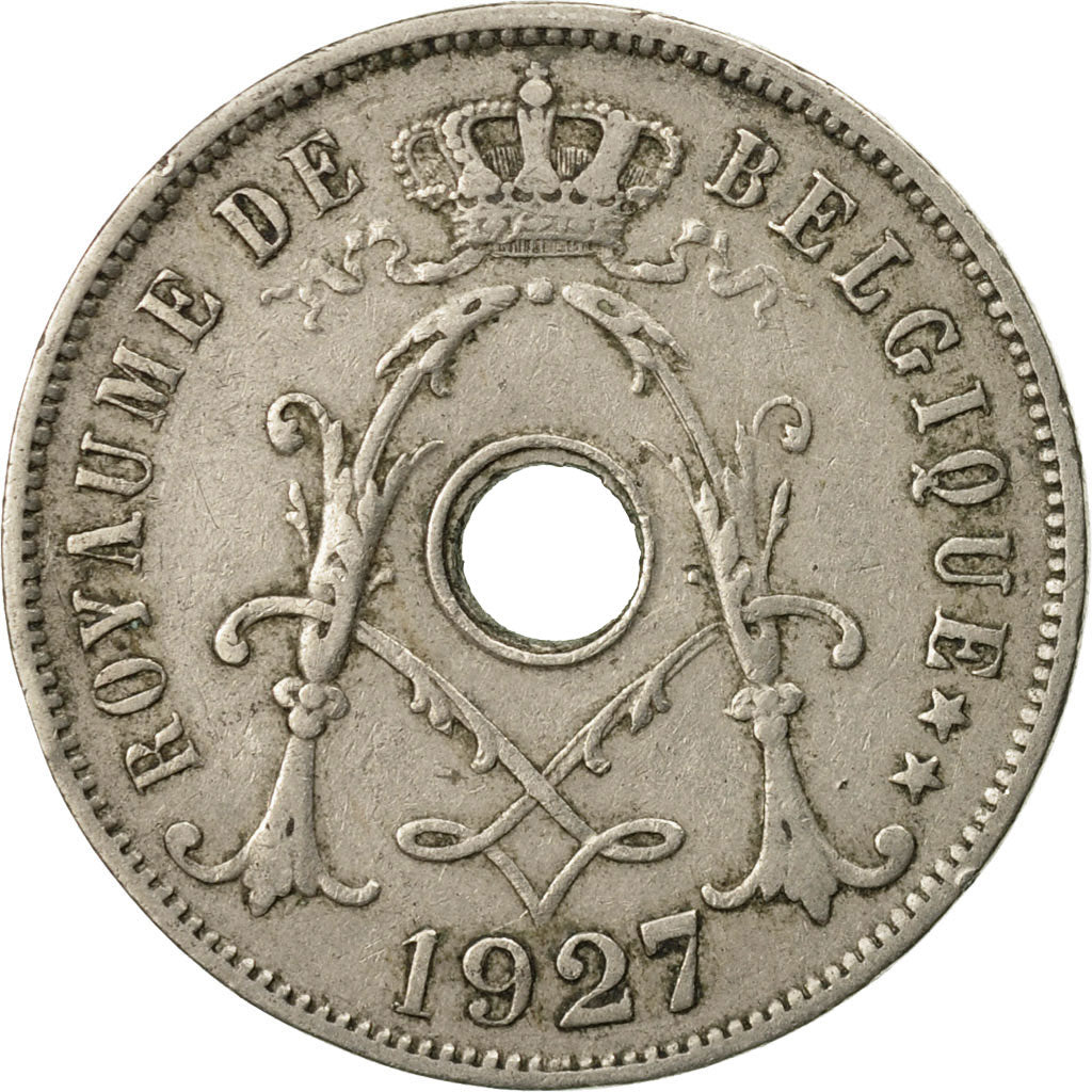 Moneta, Belgio, 25 Centimes, 1927, MB+, Rame-nichel, KM:68.1