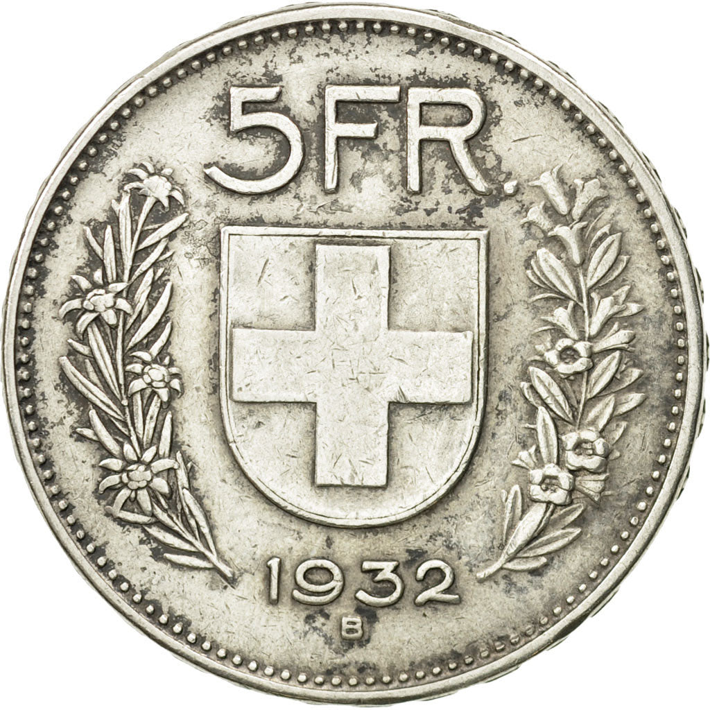 Coin, Switzerland, 5 Francs, 1932, Bern, VF(30-35), Silver, KM:40