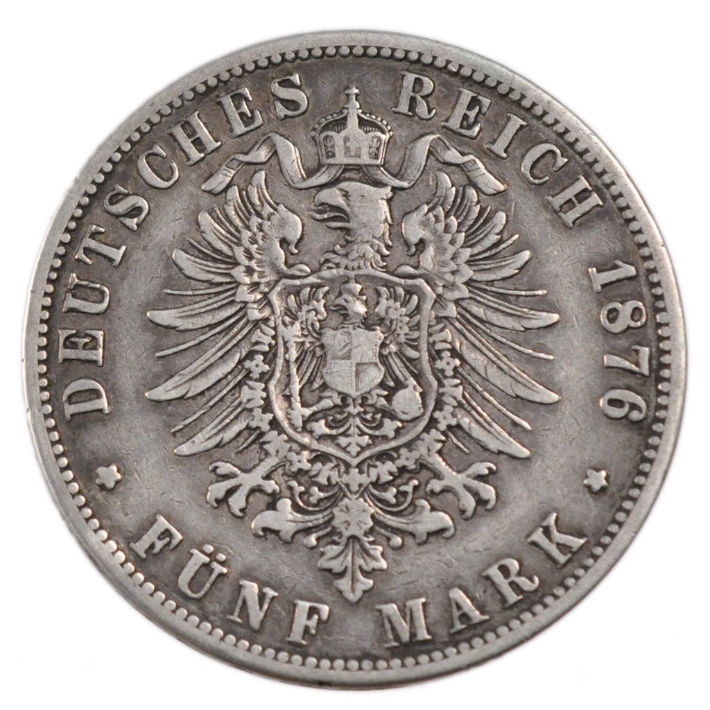 German States, 5 Mark, 1876, Hannover, KM #503, VF(30-35), Silver, 27.40