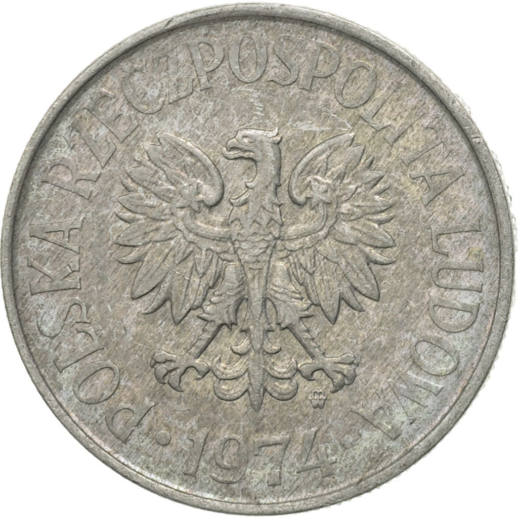 Coin, Poland, 50 Groszy, 1974, Warsaw, VF(30-35), Aluminum, KM:48.1