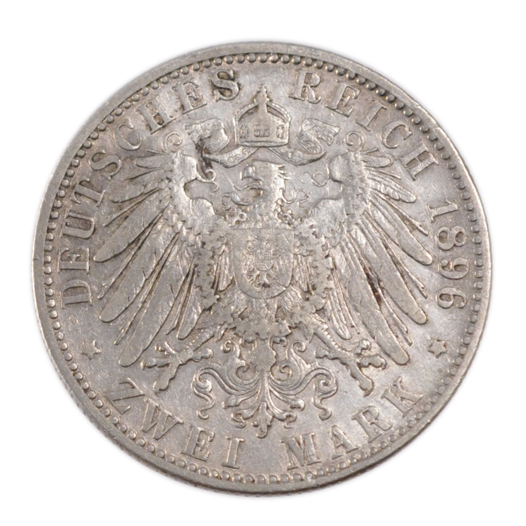 Coin, German States, PRUSSIA, Wilhelm II, 2 Mark, 1896, Berlin, VF(30-35)