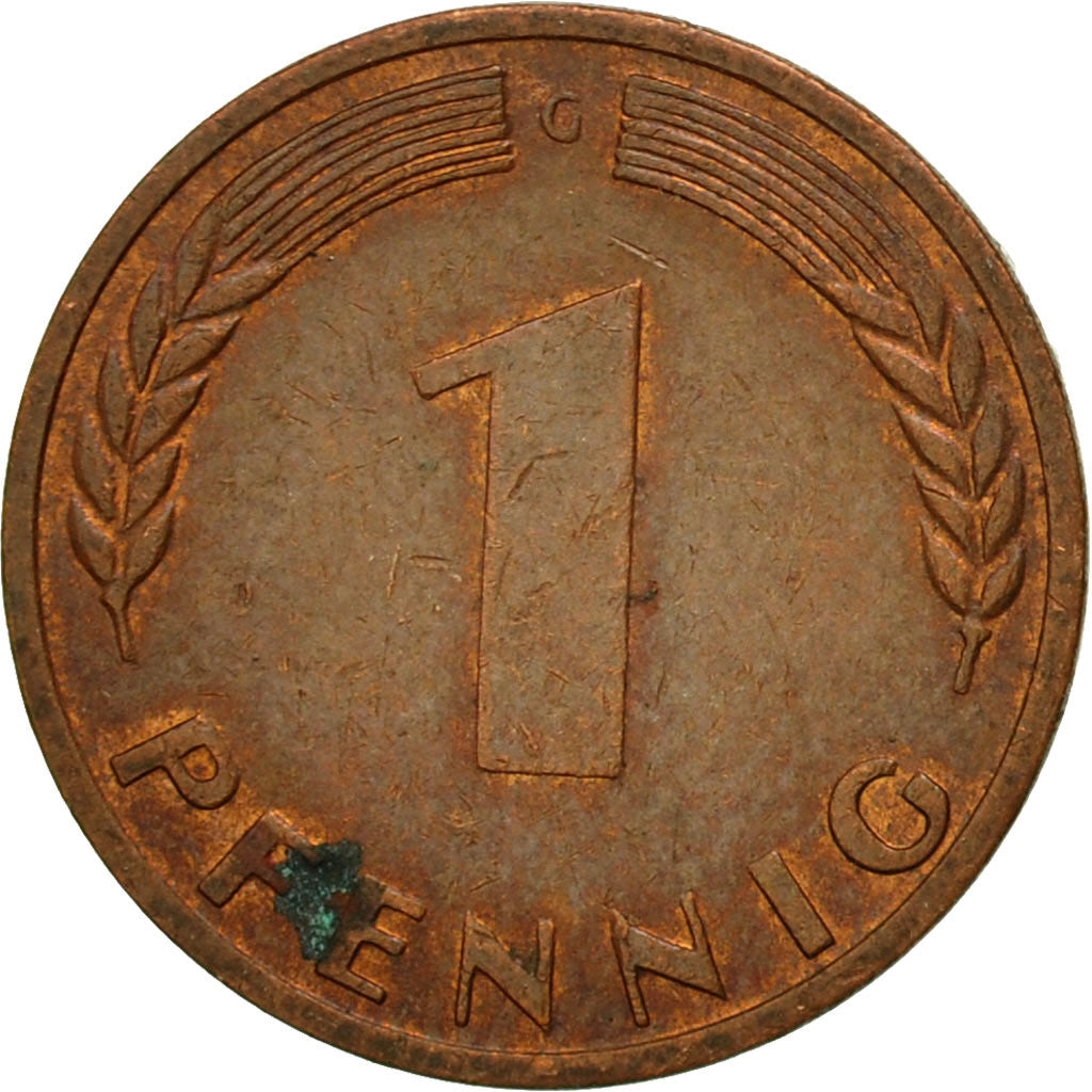 Coin, GERMANY - FEDERAL REPUBLIC, Pfennig, 1950, Karlsruhe, VF(30-35), Copper