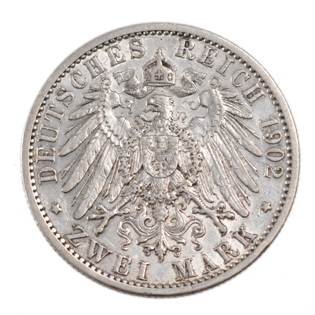 GERMAN STATES, 2 Mark, 1902, Berlin, KM #522, VF(30-35), Silver, 28, 11.10