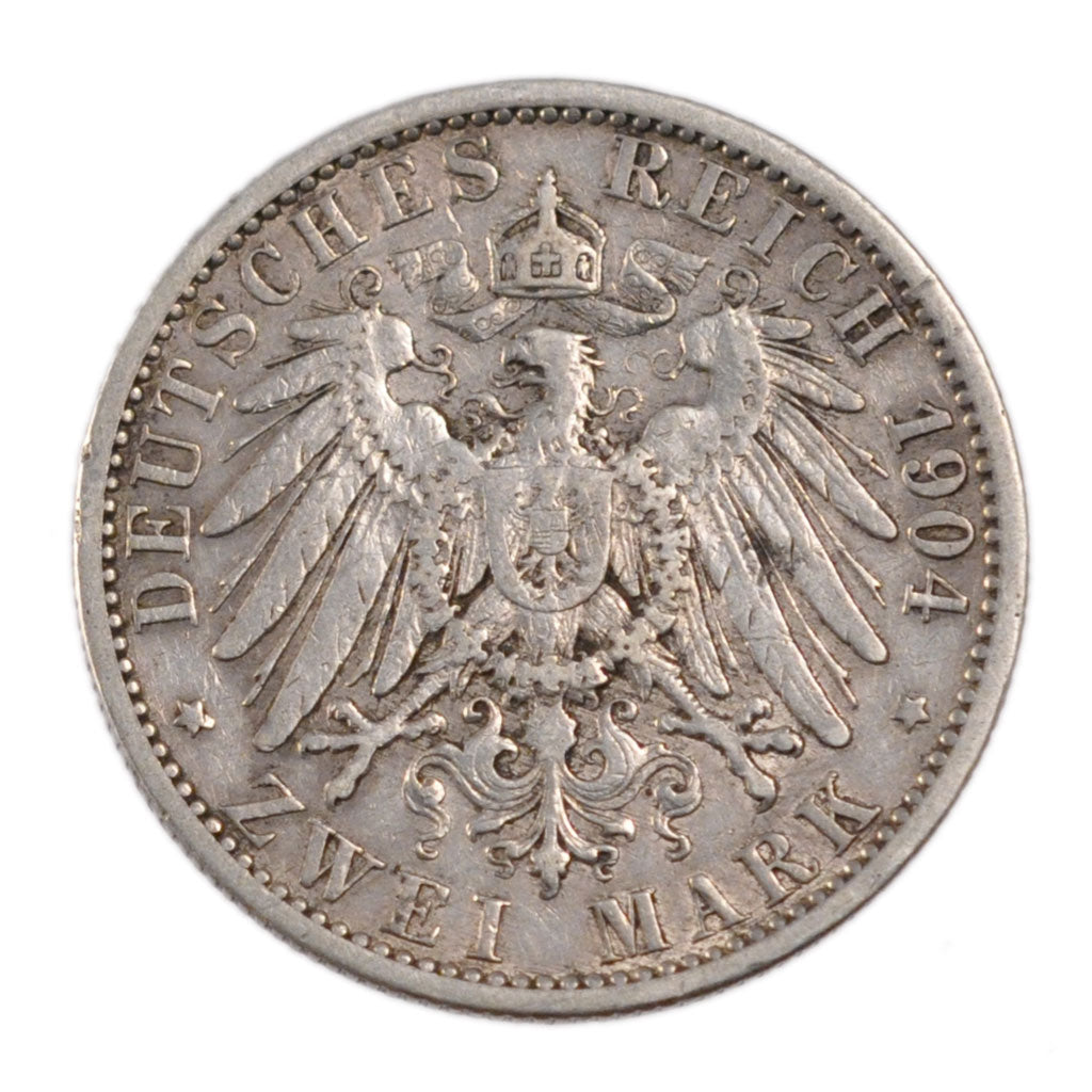 German States, 2 Mark, 1904, Berlin, KM #522, VF(30-35), Silver, 28, 11.00