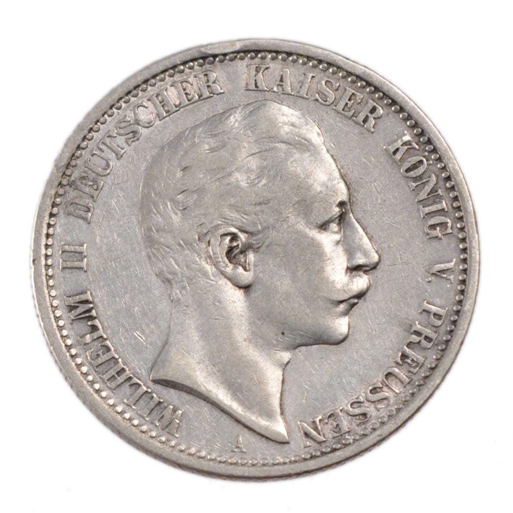 GERMAN STATES, 2 Mark, 1905, Berlin, KM #522, VF(30-35), Silver, 28, 11.00