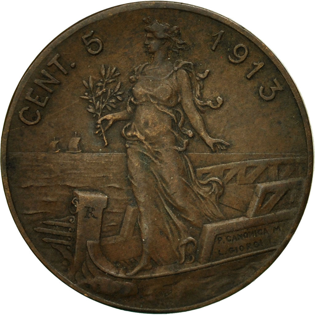 Monnaie, Italie, Vittorio Emanuele III, 5 Centesimi, 1913, Rome, TB, Bronze