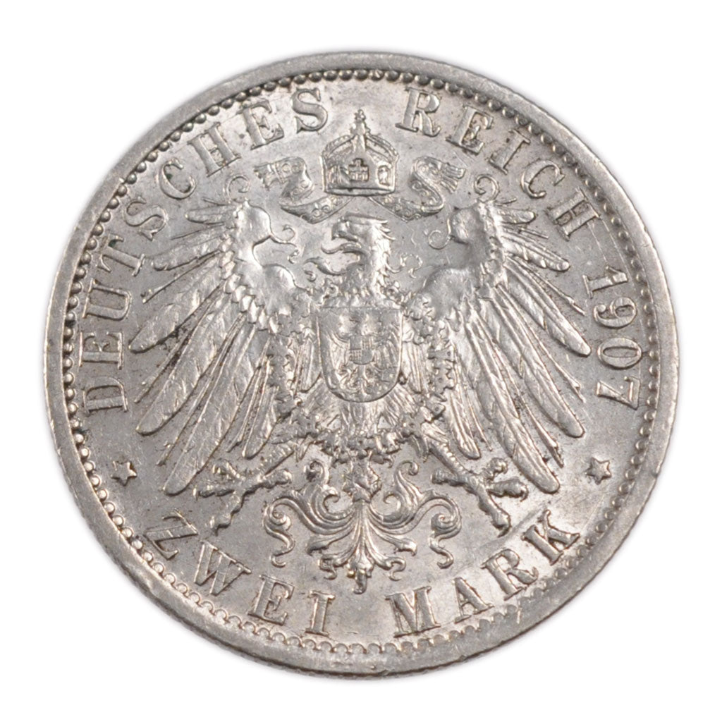 German States, 2 Mark, 1907, Berlin, KM #522, EF(40-45), Silver, 28, 11.10