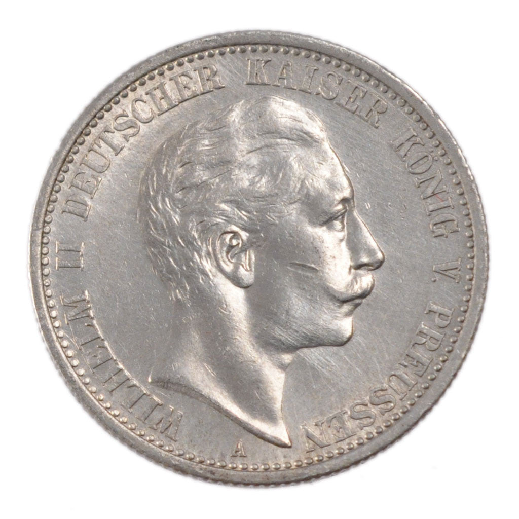 GERMAN STATES, 2 Mark, 1908, Berlin, KM #522, EF(40-45), Silver, 28, 11.10