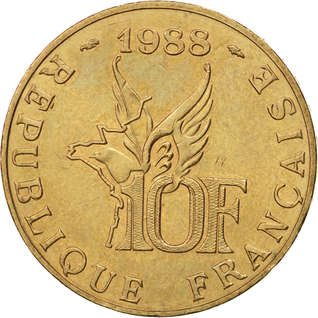 Moneta, Francja, Roland Garros, 10 Francs, 1988, Paris, VF(30-35)