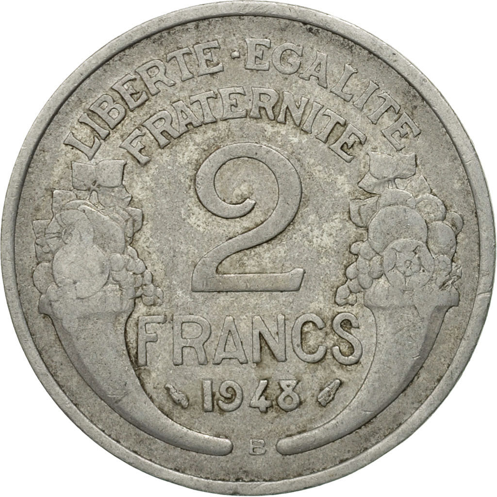 Moneta, Francja, Morlon, 2 Francs, 1948, Beaumont - Le Roger, VF(30-35)