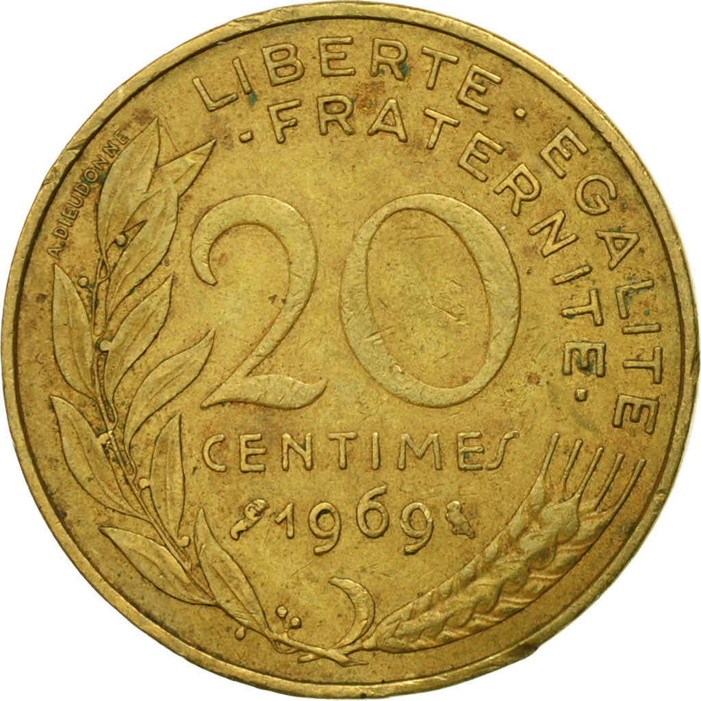 Coin, France, Marianne, 20 Centimes, 1969, Paris, EF(40-45), Aluminum-Bronze