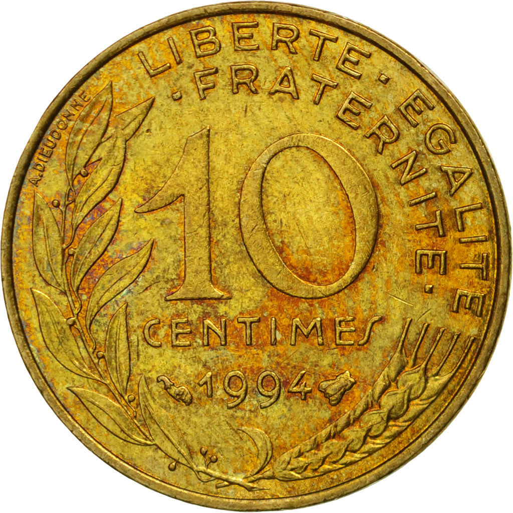 Moneta, Francia, Marianne, 10 Centimes, 1994, Paris, MB+, Alluminio-bronzo